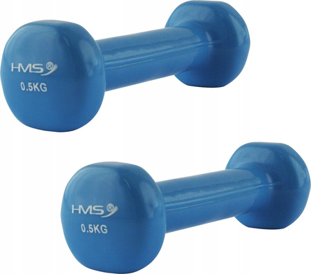 Ciężarek żeliwny hantla do ćwiczeń fitness pokryty winylem HMS 17023 0.5 kg