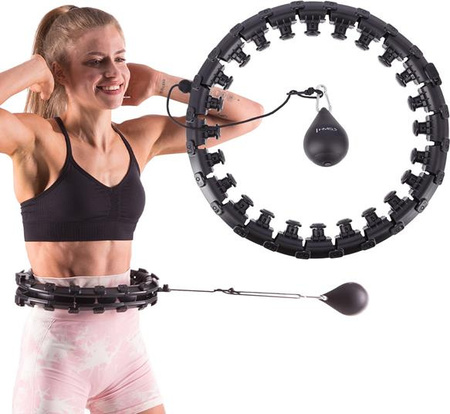 Zestaw hula hop z wypustkami i obciążnikiem HMS hhw01 czarne pas wyszczuplający br163 czerwony