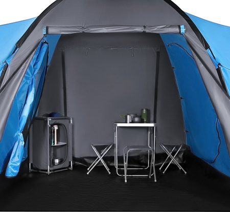 Namiot turystyczny kempingowy Nils Camp Higland NC6031 6 osobowy niebiesko-szary 570x210x200cm