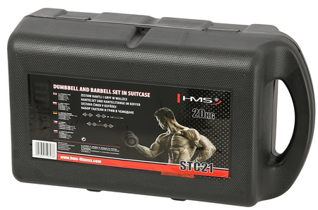 Sztangielki/sztanga w walizce stal chromowana HMS STC21 2x10 KG