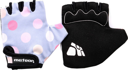 Rękawiczki rowerowe dla dzieci Meteor szare w kropki 23371-23373-23372