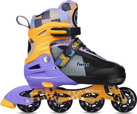 Łyżworolki rolki regulowane Nils Extreme Twist NA13810 rozmiar L (39-42) żółto-fioletowe