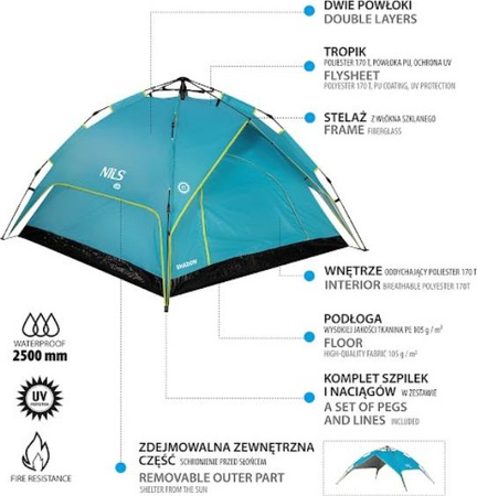 Namiot shadow Nils camp nc7819 niebieski