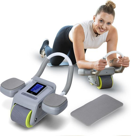 Automatyczne koło do ćwiczeń mięśni brzucha z podparciem kółko ABS KA08 szare