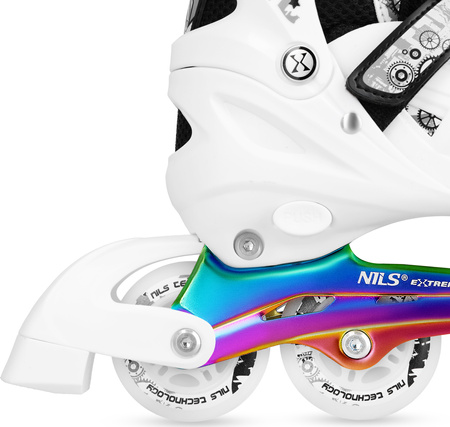 Łyżworolki, wrotki, łyżwy hokejowe, wrotko-rolki świecące LED z wymienną płozą 4w1 Nils Extreme NH10905 rozmiar L 39-42