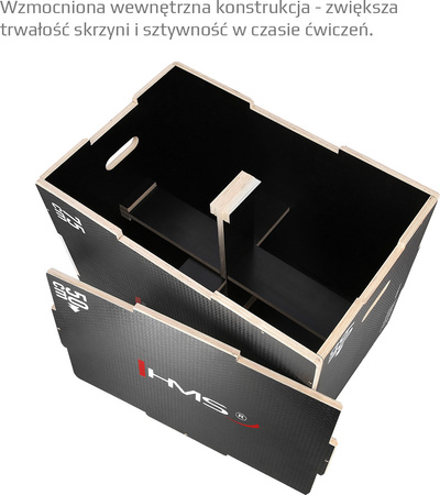 Skrzynia treningowa pylometryczna do ćwiczeń crossfit wzmocniona HMS DSC02 750x600x500mm