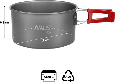 Garnek turystyczny kempingowy podróżny Nils Camp NC17119 aluminium 1,4 L