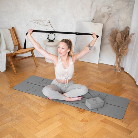 Mata do ćwiczeń jogi yogi fitness TPE HMS YM10 szara 182x61x0.8 cm