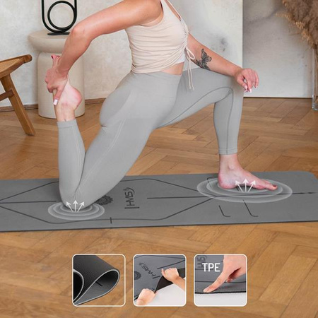 Mata do ćwiczeń jogi yogi fitness TPE HMS YM10 szara 182x61x0.8 cm