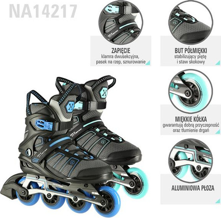 Łyżworolki Nils Extreme NA14217 czarno-miętowy rozmiar 41