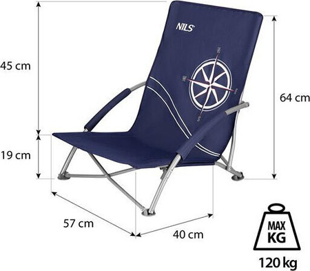 Krzesło turystyczne kempingowe plażowe Nils nc3035 granatowy