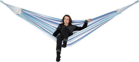 Hamak ogrodowy 2 osobowy luxe xxl 250x150cm z drążkiem niebieski