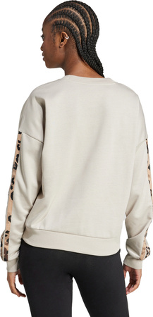 Bluza damska adidas Animal Print 3-Stripes French Terry Sweatshirt kremowa JM1836