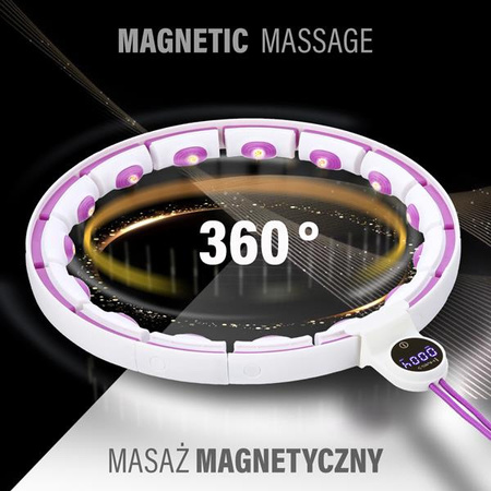 Hula hop z magnesami HMS HHM17 i obciążnikiem licznik biało-fioletowe