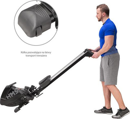 Wioślarz magnetyczny treningowy domowy HMS wymiary 195 x 58,5 x 49 cm