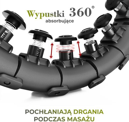 Zestaw hula hop plus size hhw12 black z wypustkami i obciążnikiem HMS pas br163 red