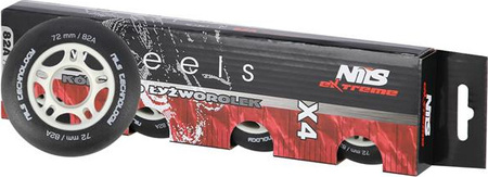Zestaw kółka matowe Nils Extreme PU 72x24 82A 4 sztuki czarne