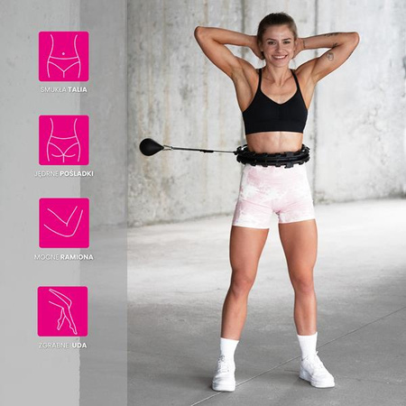 Zestaw hula hop z wypustkami i obciążnikiem HMS hhw01 czarne pas wyszczuplający br163 czerwony