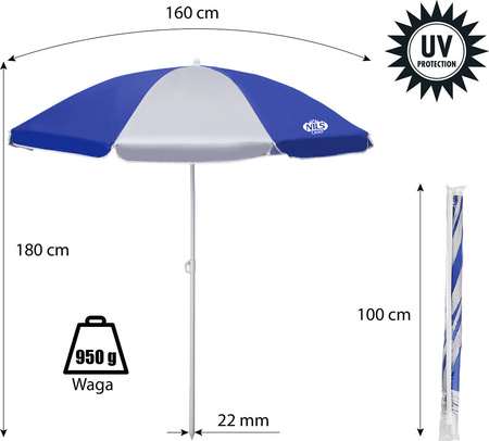Parasol plażowy 180 cm Nils camp nc7813