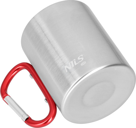 Kubek turysytyczny z karabińczykiem Nils Camp NC17110 czerwony 330 ml