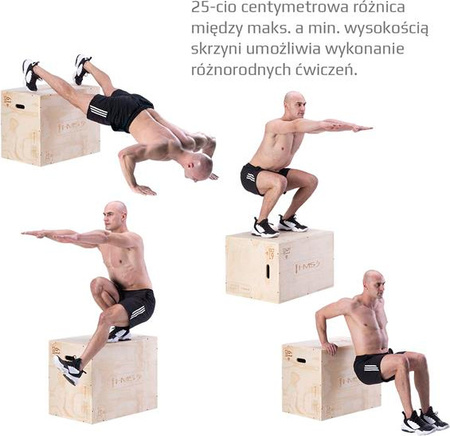 Skrzynia treningowa pylometryczna do ćwiczeń crossfit drewniana HMS DSC01