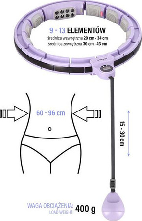 Zestaw Hula hop magnetyczny HHM13 z licznikiem HMS pas wyszczuplający br163