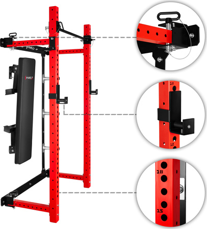 KLT34 WIELOFUNKCYJNA KLATKA TRENINGOWA SKŁADANA RED HMS