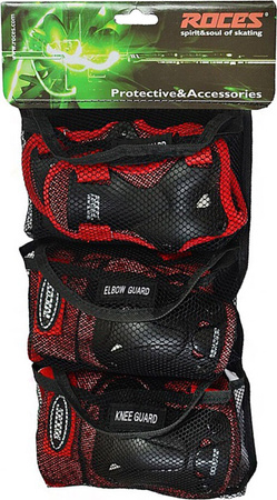 Ochraniacze na łyżworolki Roces Ventilated JR czerwono czarne 3-Pack 301352 02