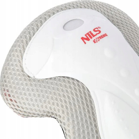 Zestaw ochraniaczy kolana łokcie nadgarstki na rolki deskorolkę hulajnogę Nils Extreme H8334 białe rozmiar L