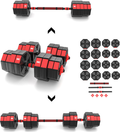 Sztanga gryf z obciążeniem sztangielki / hantle kompozyt SGC40 40 kg HMS