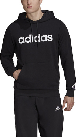 Bluza męska adidas Essentials French Terry Linear Logo Hoodie czarna GK9064