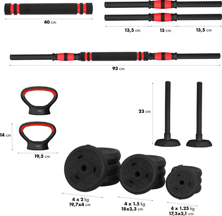 Zestaw ciężarów hantla gryf 20kg HMS sgn120 pro set 6w1