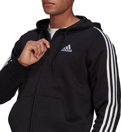 Bluza męska adidas Essentials Full-Zip Hoodie czarna GK9051