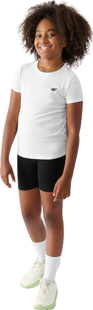 Zestaw dzięciecy komplet sportowy koszulka spodenki worek plecak do szkoły na WF 4F F019 biało-czarno-różowy 4FJWAW24TAPSF019 20S