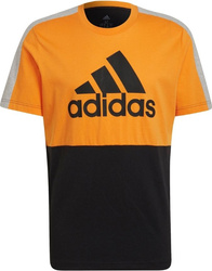 Koszulka męska adidas Essentials Colorblock Single Jersey Tee pomarańczowo-czarna HE4328