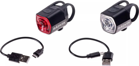 Lampka rowerowa oświetlenie lampa Radvik Lyra zestaw 2 sztuk