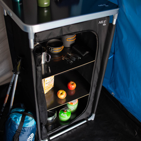 Szafka turystyczna kempingowa z blatem Nils Camp NC3036 składana czarna 105x62x48cm