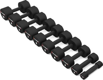 ZESTAW HANTLI POLIURETANOWYCH HPT 2 x 1 - 10 KG (110 KG) + STOJAK STR37 HMS