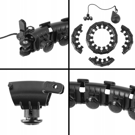 Hula hop PLUS SIZE z wypustkami i obciążnikiem HMS czarne hhw12