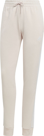 Spodnie damskie adidas Essentials 3-Stripes French Terry Cuffed kremowe IC9924