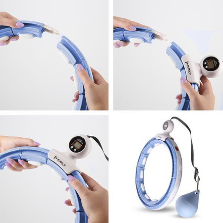 ZESTAW HULA HOP MAGNETYCZNY BLUE HHM15 Z LICZNIKIEM HMS PAS BR163 BLACK PLUS SIZE