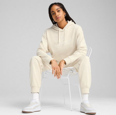 Bluza damska Puma Ess Script Comfort Hoodie kremowa 684983 87