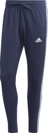 Spodnie męskie adidas Essentials Single Jersey Tapered Open Hem 3-Stripes granatowe IC0045