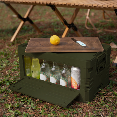 NCB4002 SKŁADANA SKRZYNIA KEMPINGOWA Z FUNKCJĄ STOŁU 2W1 ZIELONA NILS CAMP