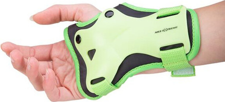 Zestaw ochraniaczy kolana łokcie nadgarstki na rolki deskorolkę hulajnogę Nils Extreme H704 zielony rozmiar L