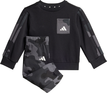 Dres dla dzieci adidas Infinity Camo FL Set czarno-biały JW2456