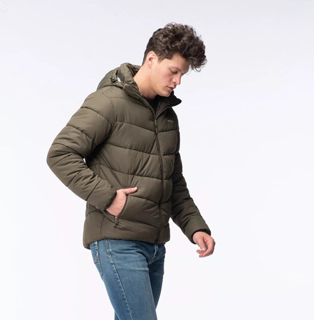 Męska kurtka zimowa pikowana ocieplana z kapturem Hi-tec Varmi rozmiar XXL