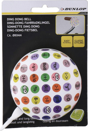 Dzwonek rowerowy metalowy do roweru głośny kolorowe buźki Dunlop 1042275