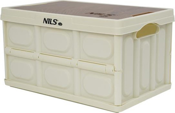Składana skrzynia kempingowa turystyczna biała z funkcją stołu 2w1 Nils Camp NCB4007 35x22x12 cm 15L