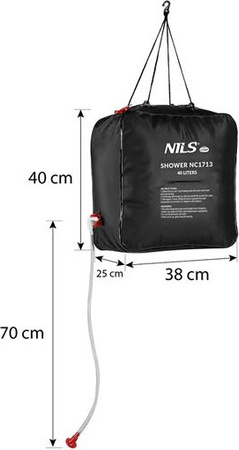 Prysznic turystyczny kempingowy przenośny Nils Camp NC1713 czarny 40L